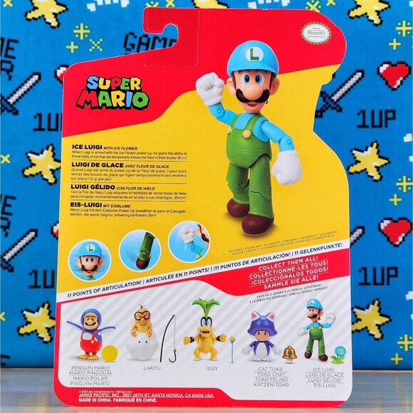 Jakks Pacific Super Mario Ice Luigi with Ice Flower 4" Nintendo Collectible New - Picture 2 of 6